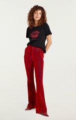 Women Kisses Je Taime Shrunken Tee Black/Rosewood