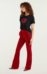 Women Kisses Je Taime Shrunken Tee Black/Rosewood