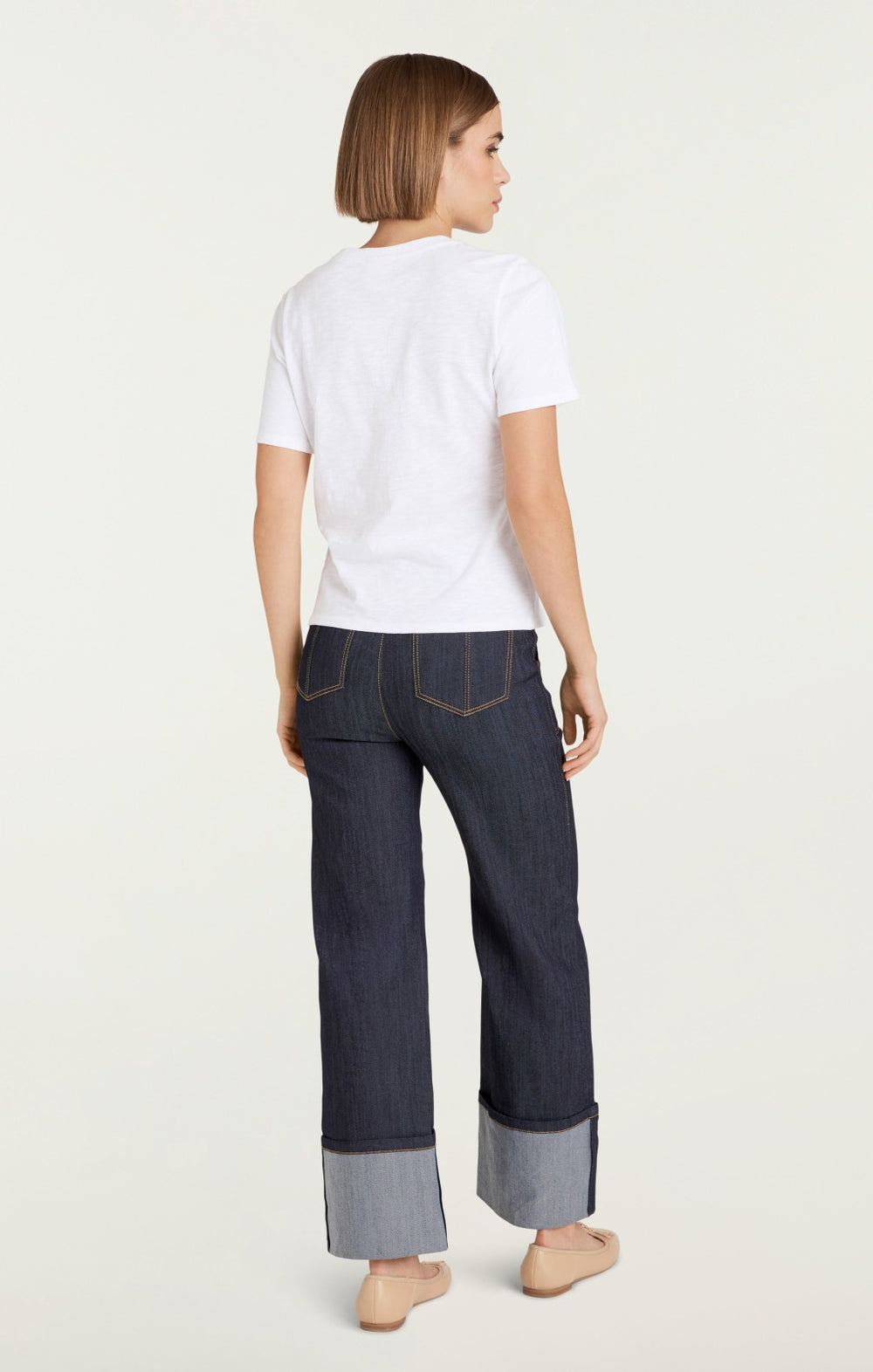 Women Le Chic Shrunken Tee White/Navy