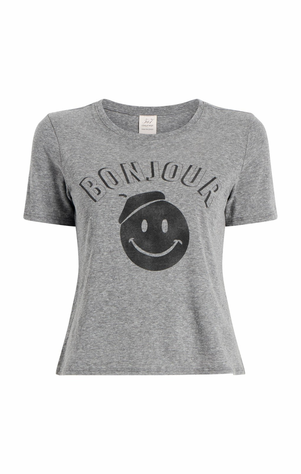 Women Pop Up Bonjour Shrunken Tee Heather Grey/Black