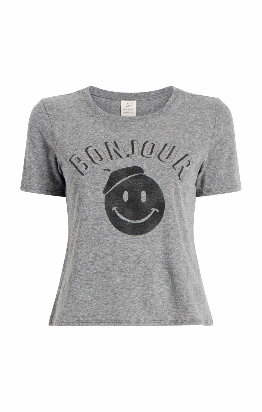 Women Pop Up Bonjour Shrunken Tee Heather Grey/Black