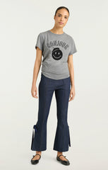 Women Pop Up Bonjour Shrunken Tee Heather Grey/Black