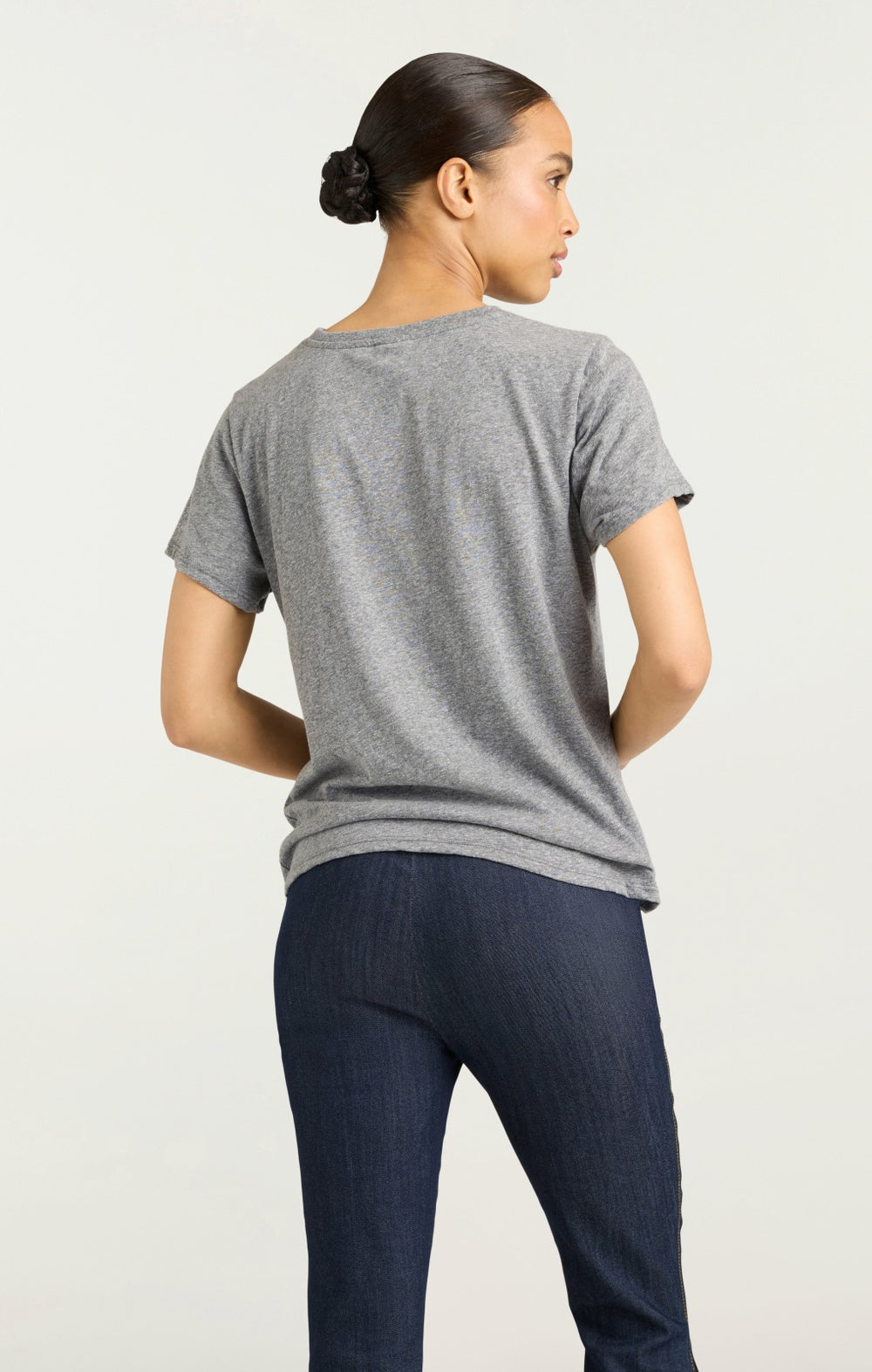 Women Pop Up Bonjour Shrunken Tee Heather Grey/Black