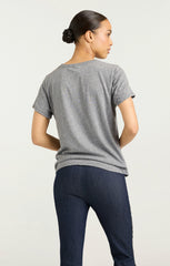 Women Pop Up Bonjour Shrunken Tee Heather Grey/Black