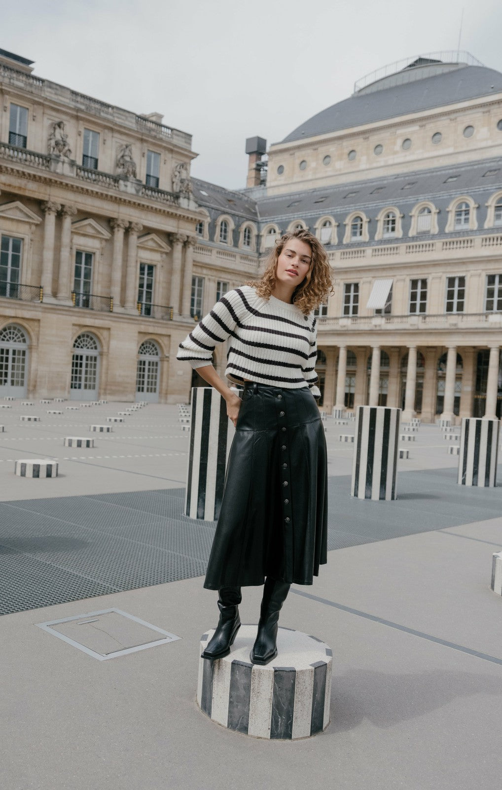 Women Striped Keren Pullover Ivory/Black