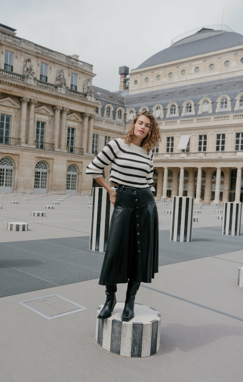 Women Striped Keren Pullover Ivory/Black