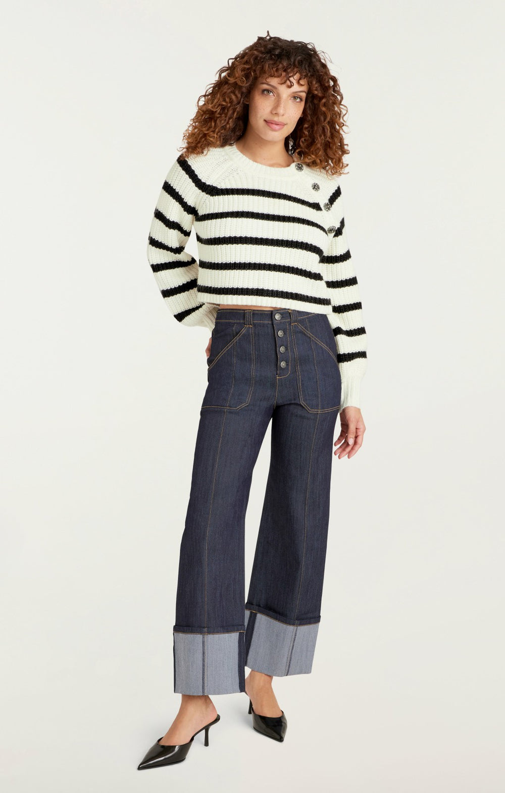 Women Striped Keren Pullover Ivory/Black
