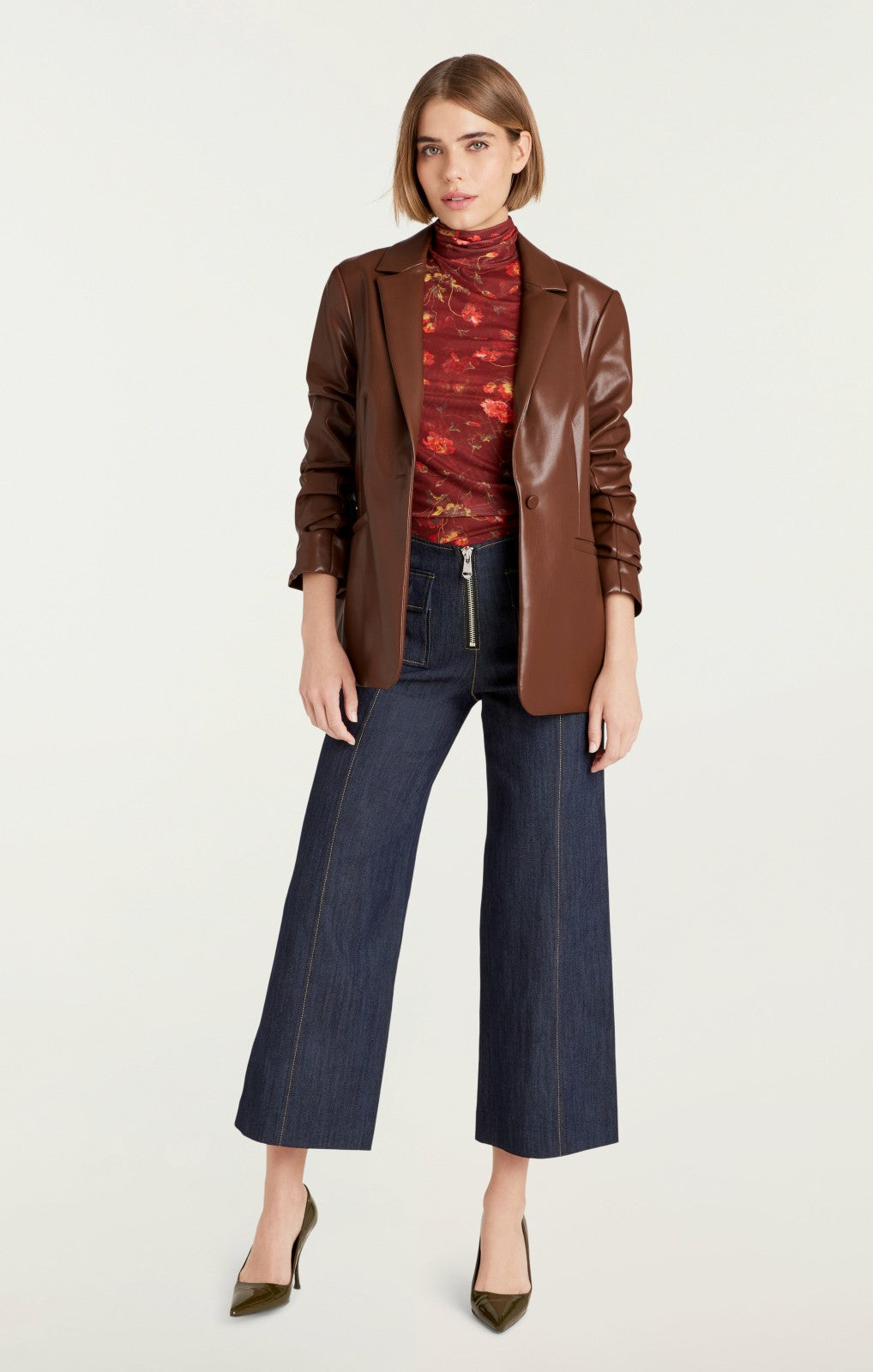 Women Vegan Leather Kylie Blazer Espresso