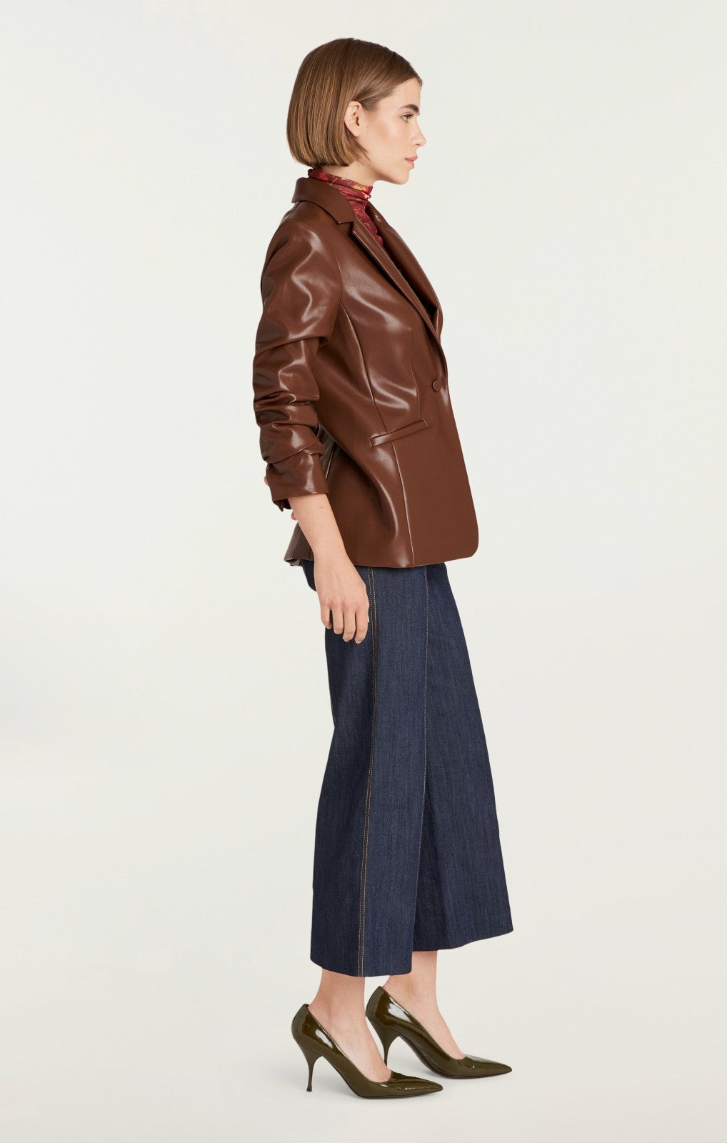 Women Vegan Leather Kylie Blazer Espresso