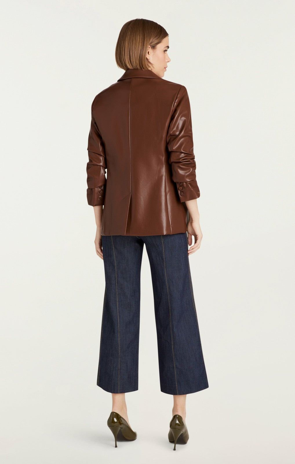 Women Vegan Leather Kylie Blazer Espresso