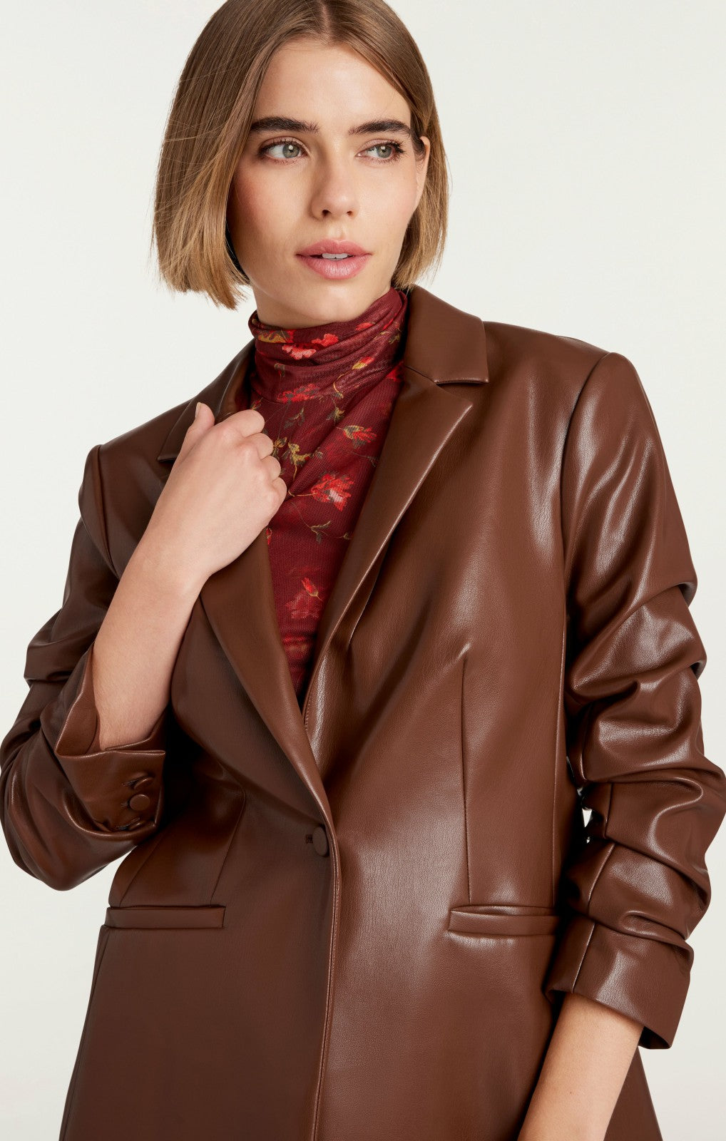 Women Vegan Leather Kylie Blazer Espresso
