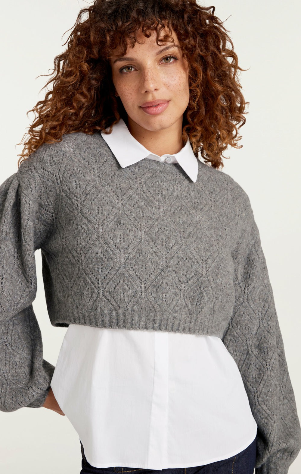 Women Landry Pullover Heather Grey/White