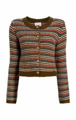 Women Striped Romina Cardigan Dark Olive Multi