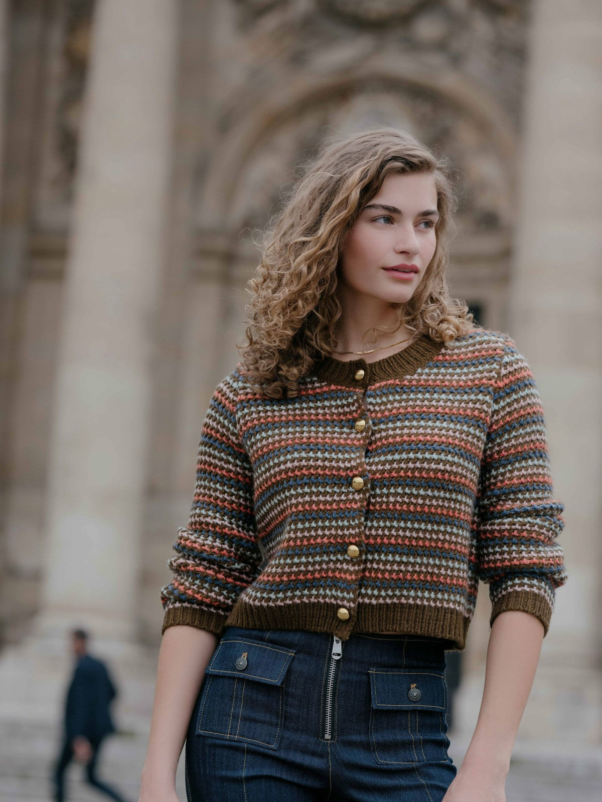 Women Striped Romina Cardigan Dark Olive Multi