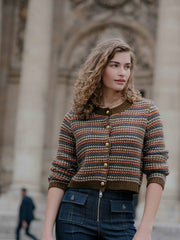 Women Striped Romina Cardigan Dark Olive Multi