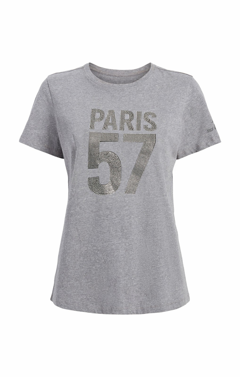 Women Rhinestone Paris 57 Tee Heather Grey/Silver