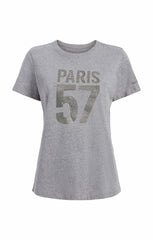 Women Rhinestone Paris 57 Tee Heather Grey/Silver