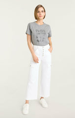 Women Rhinestone Paris 57 Tee Heather Grey/Silver