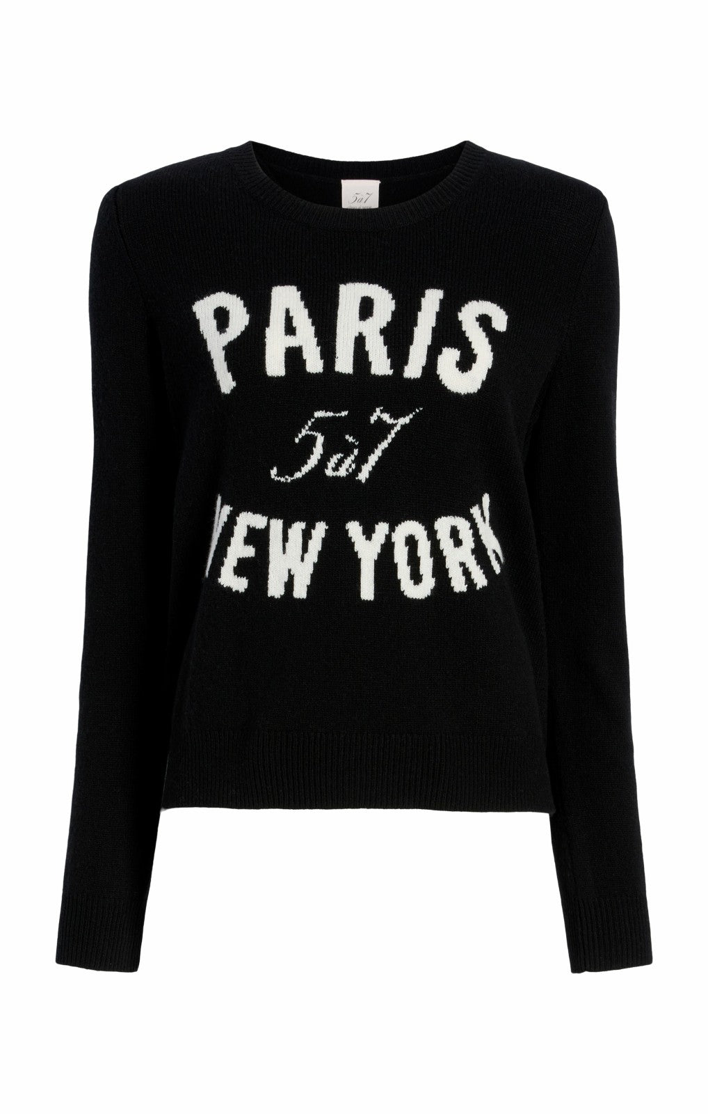 Women Paris New York Graphic Crewneck Pullover Black/Ivory