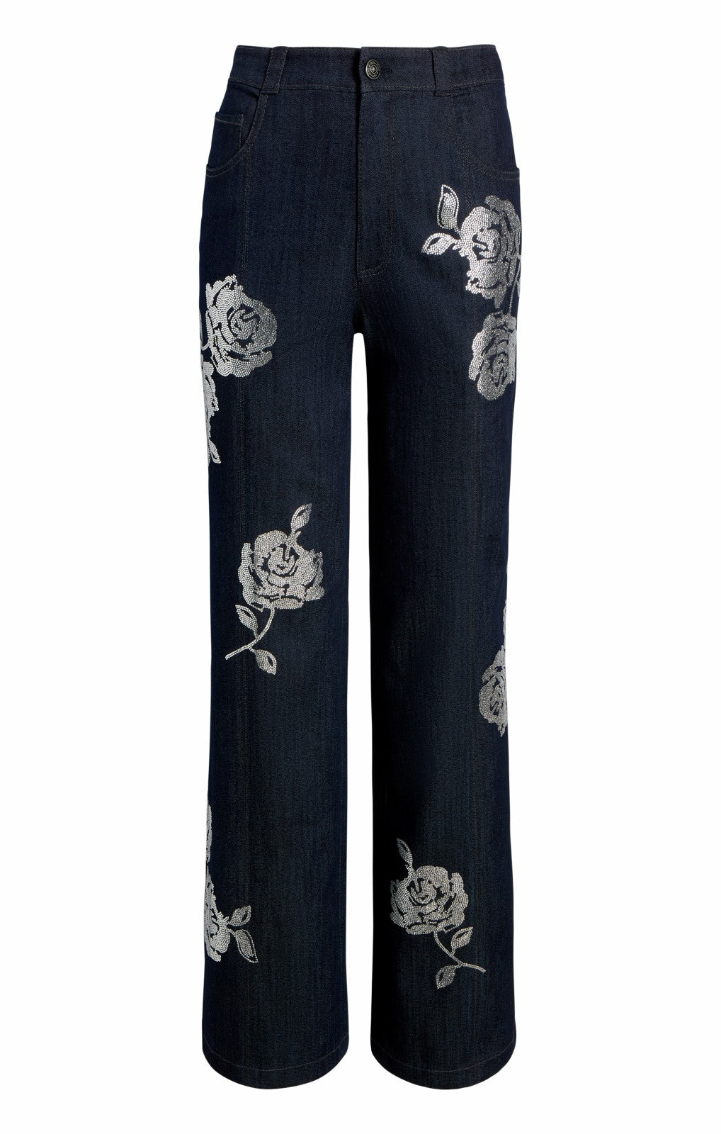 Women Heatset Roses Francine Pant Indigo