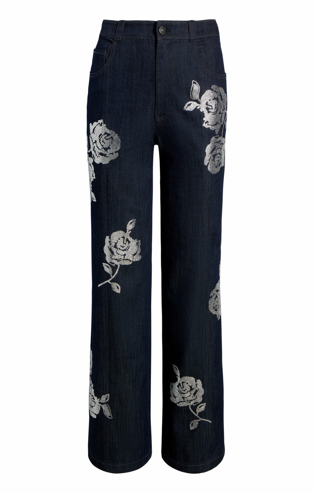 Women Heatset Roses Francine Pant Indigo