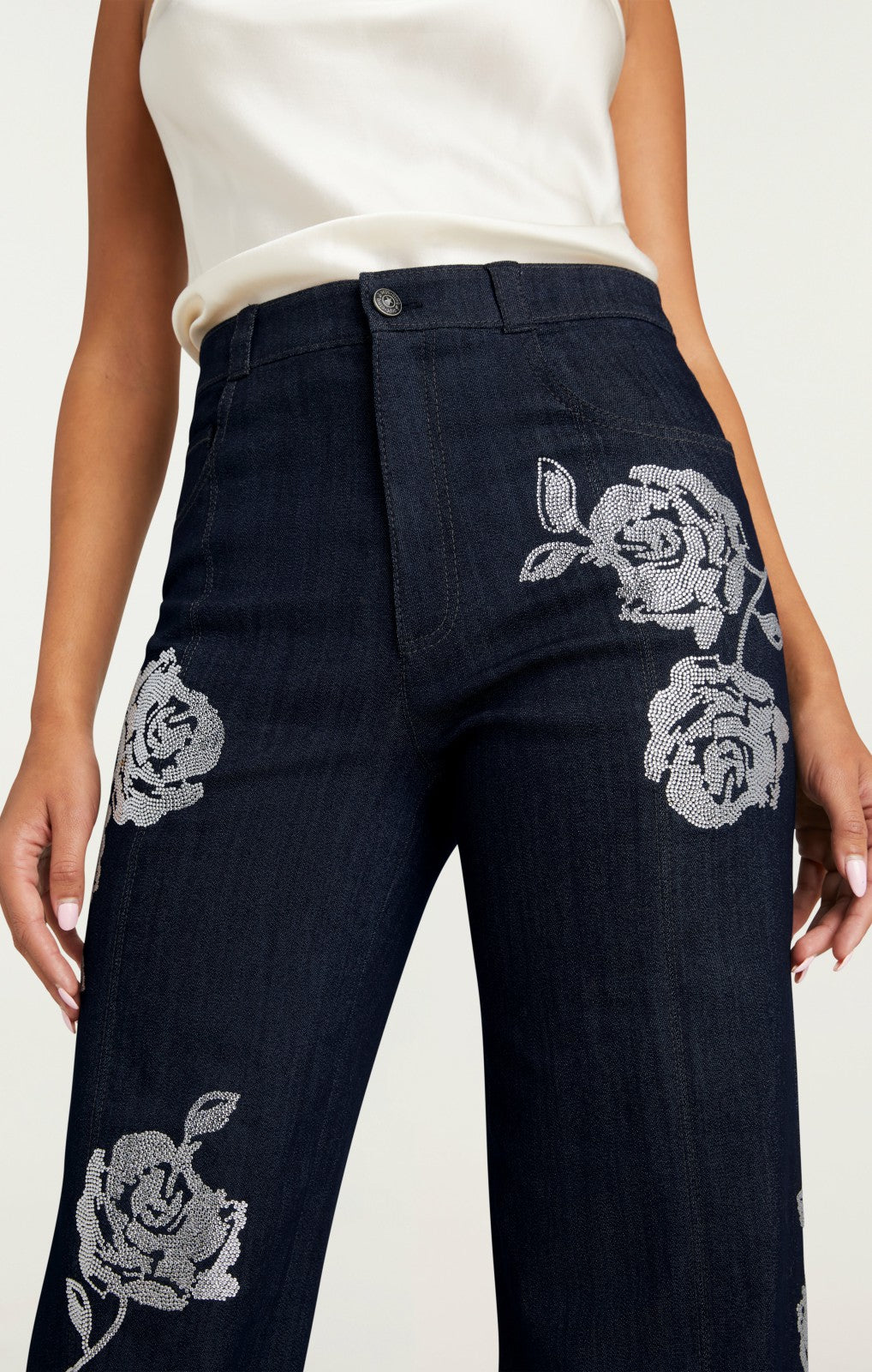 Women Heatset Roses Francine Pant Indigo