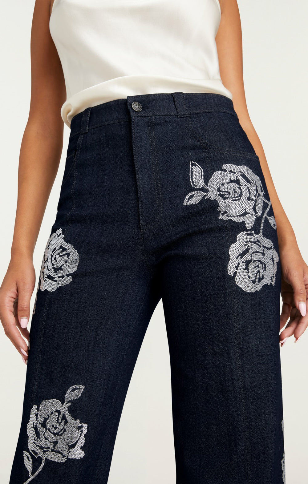 Women Heatset Roses Francine Pant Indigo