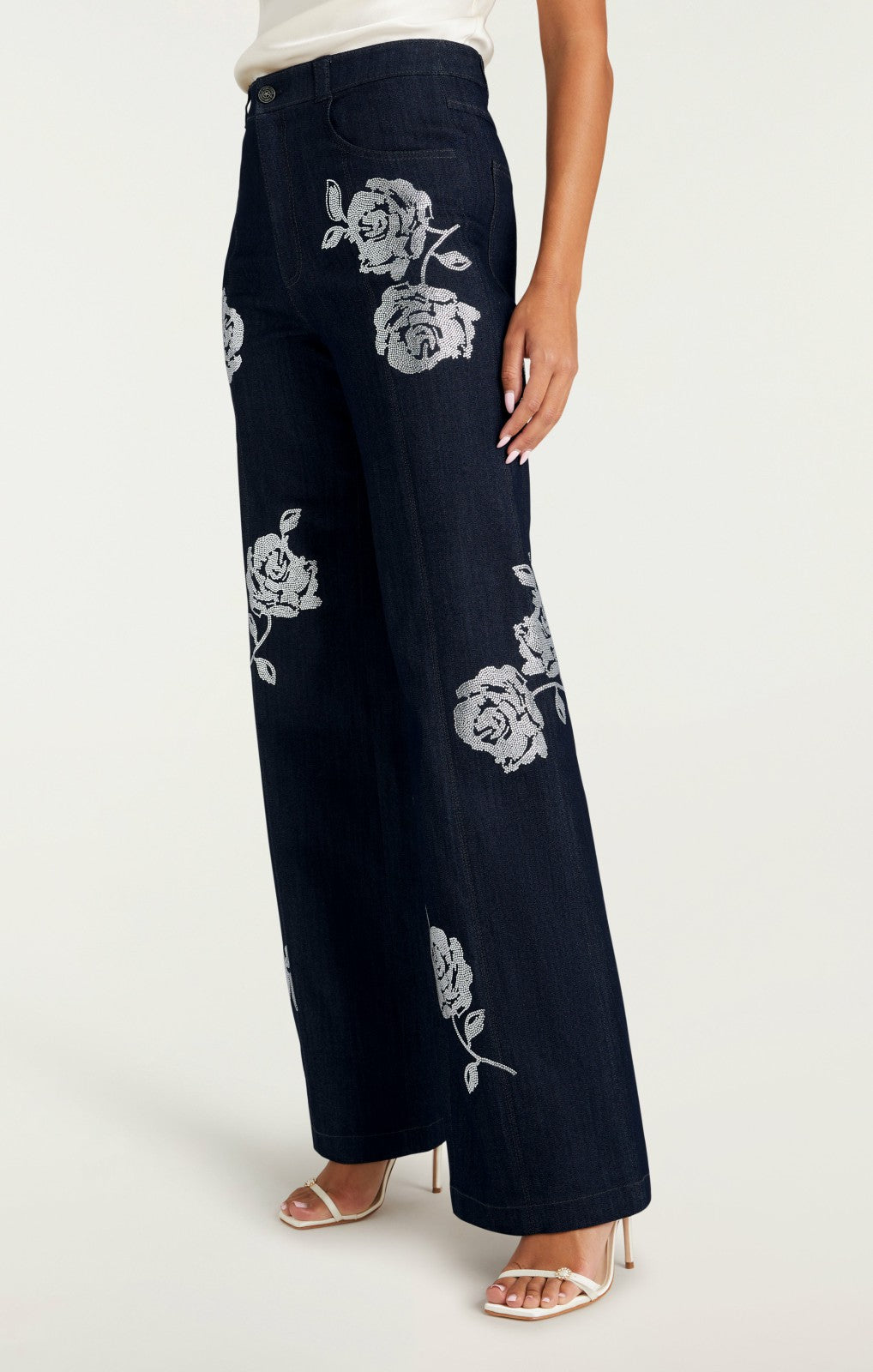Women Heatset Roses Francine Pant Indigo