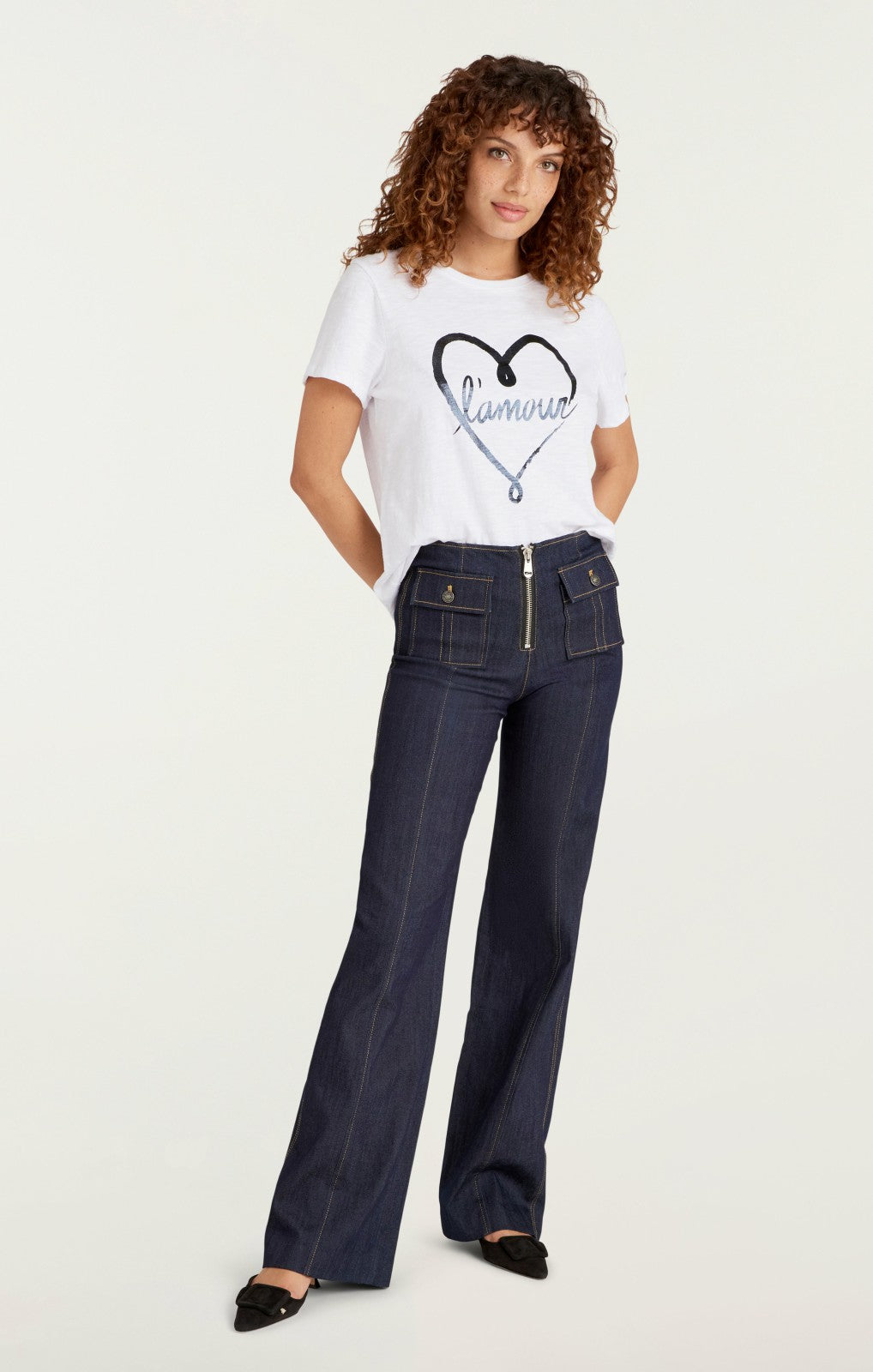 Women Doodled L'amour Tee White/Black