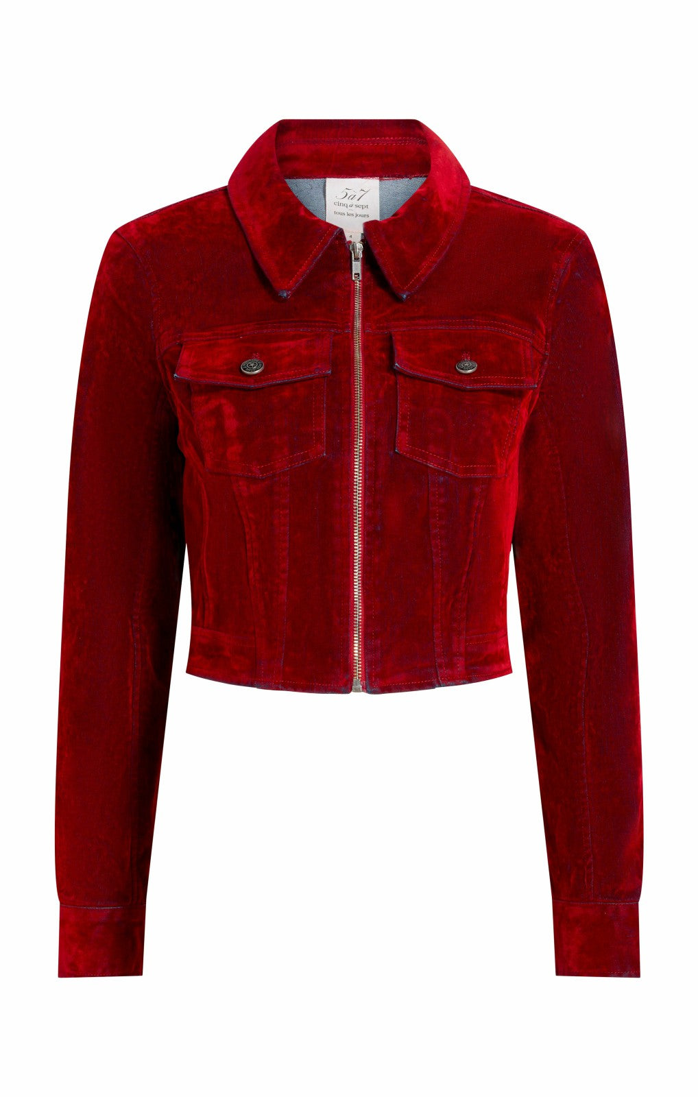 Women Flocked Denim Marilee Jacket Pomegranate