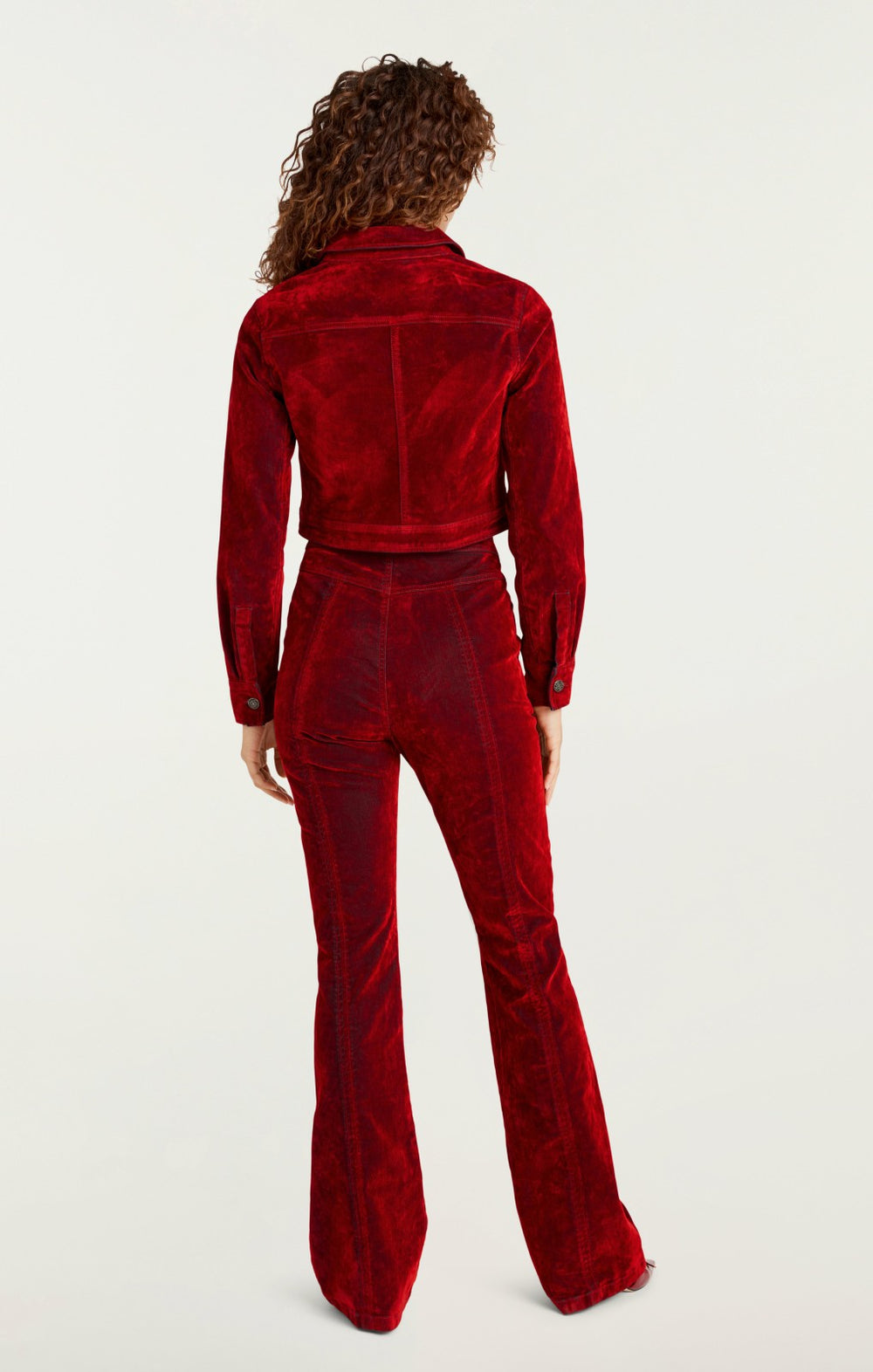 Women Flocked Denim Marilee Jacket Pomegranate
