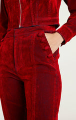 Women Flocked Denim Suzette Pant Pomegranate