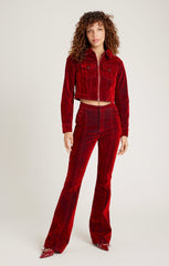 Women Flocked Denim Suzette Pant Pomegranate