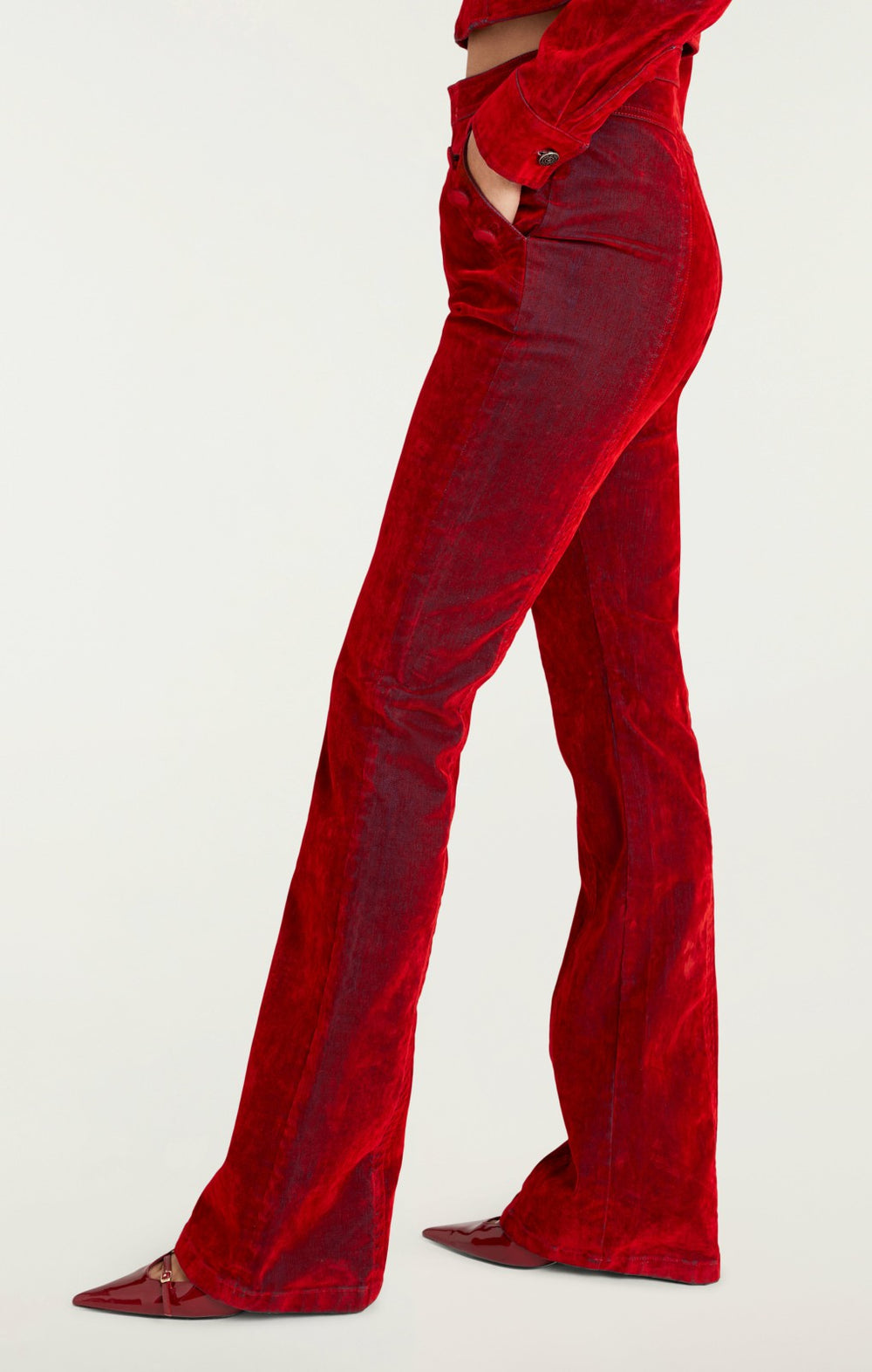 Women Flocked Denim Suzette Pant Pomegranate