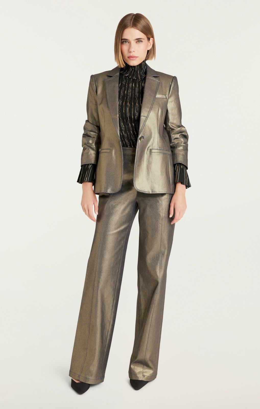 Women Gold Coated Francine Pant Gold