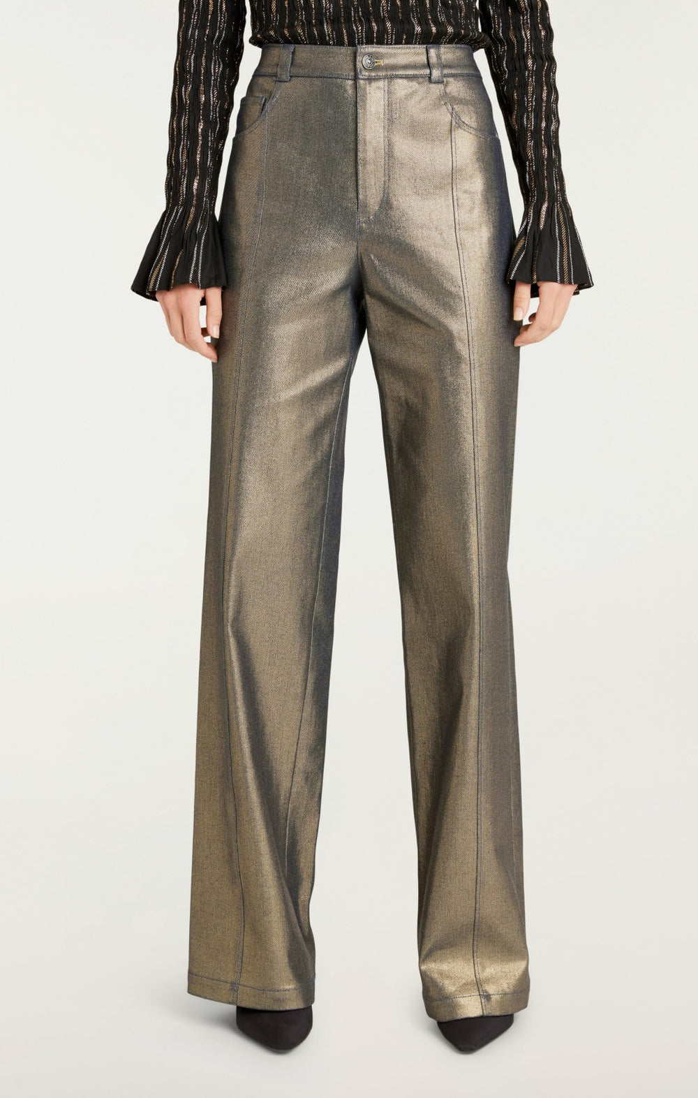 Women Gold Coated Francine Pant Gold