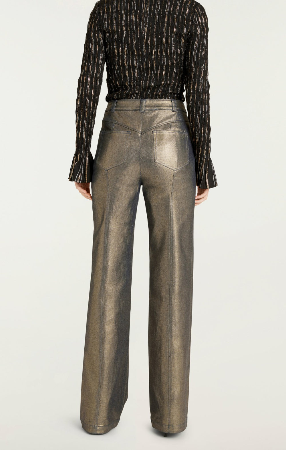 Women Gold Coated Francine Pant Gold