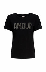 Women Grommet Amour Tee Black
