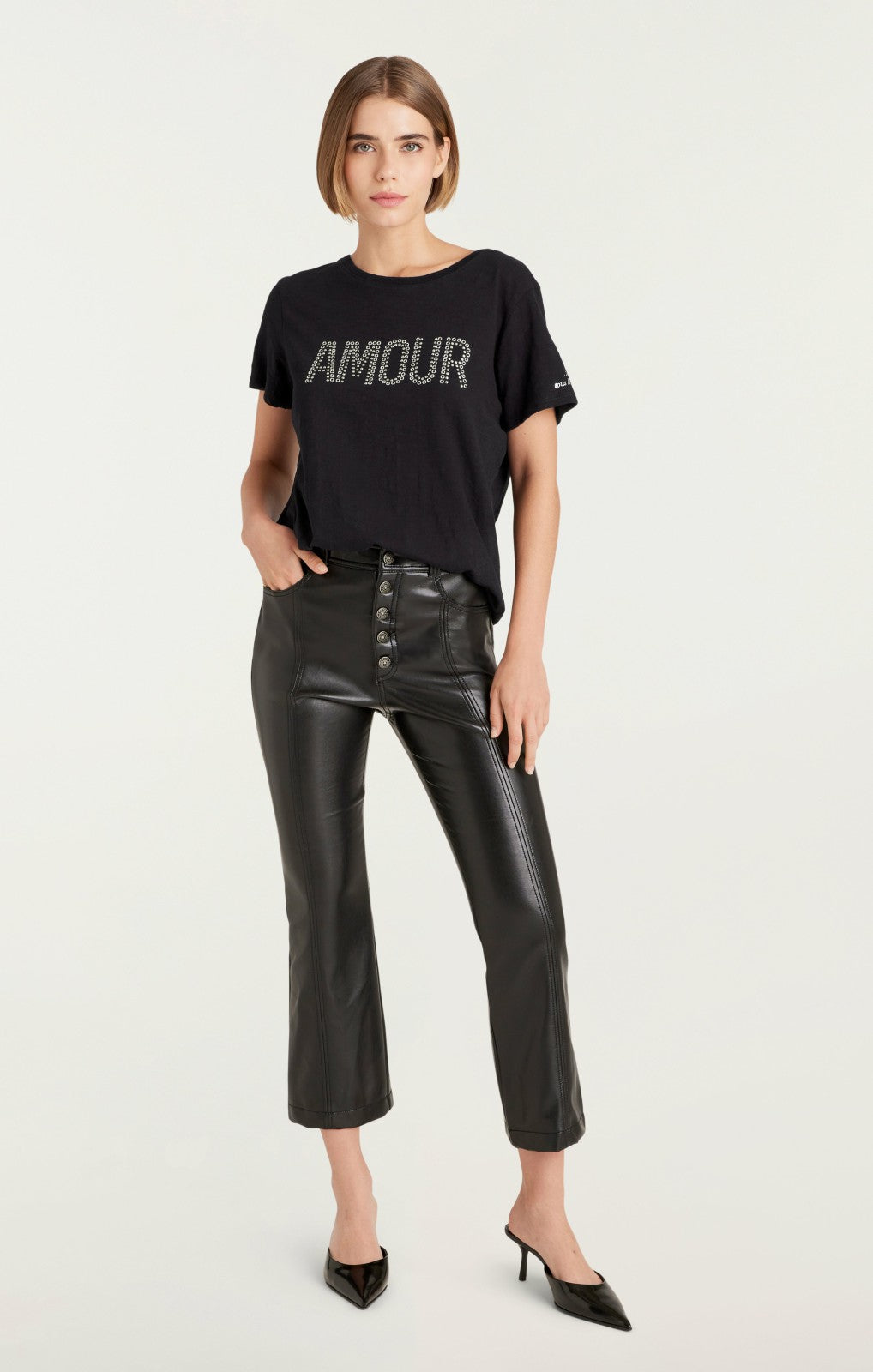 Women Grommet Amour Tee Black