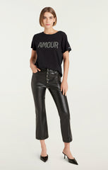 Women Grommet Amour Tee Black