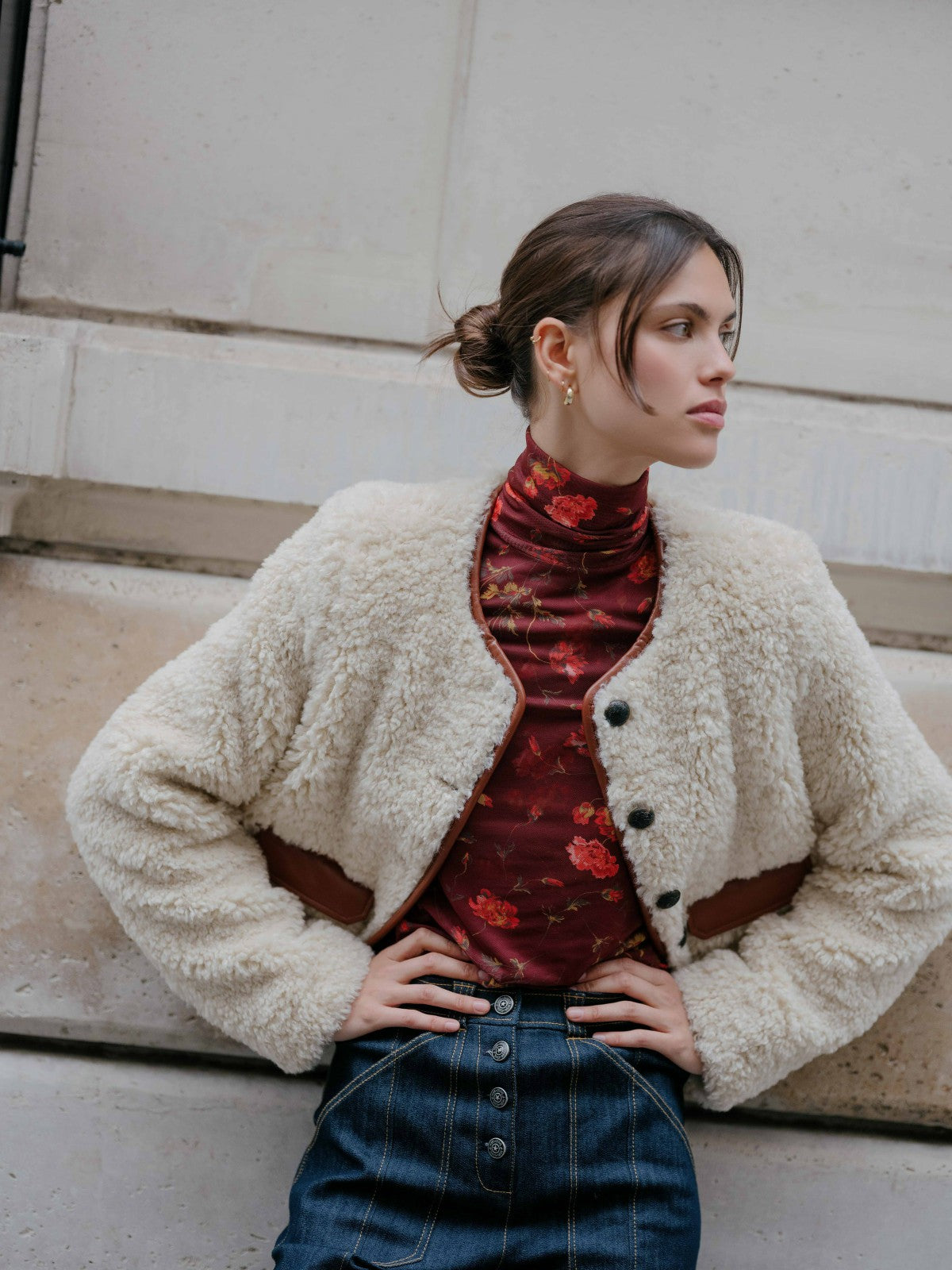 Women Naia Jacket Ivory/Mahogany