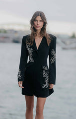 Women Rhinestone Paisley Long Sleeve Joel Dress Black