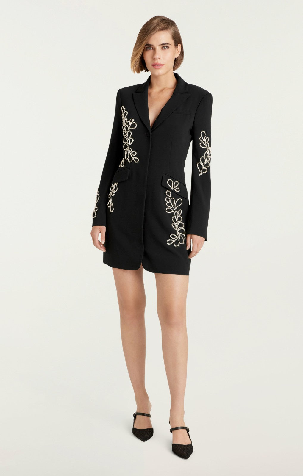 Women Rhinestone Paisley Long Sleeve Joel Dress Black