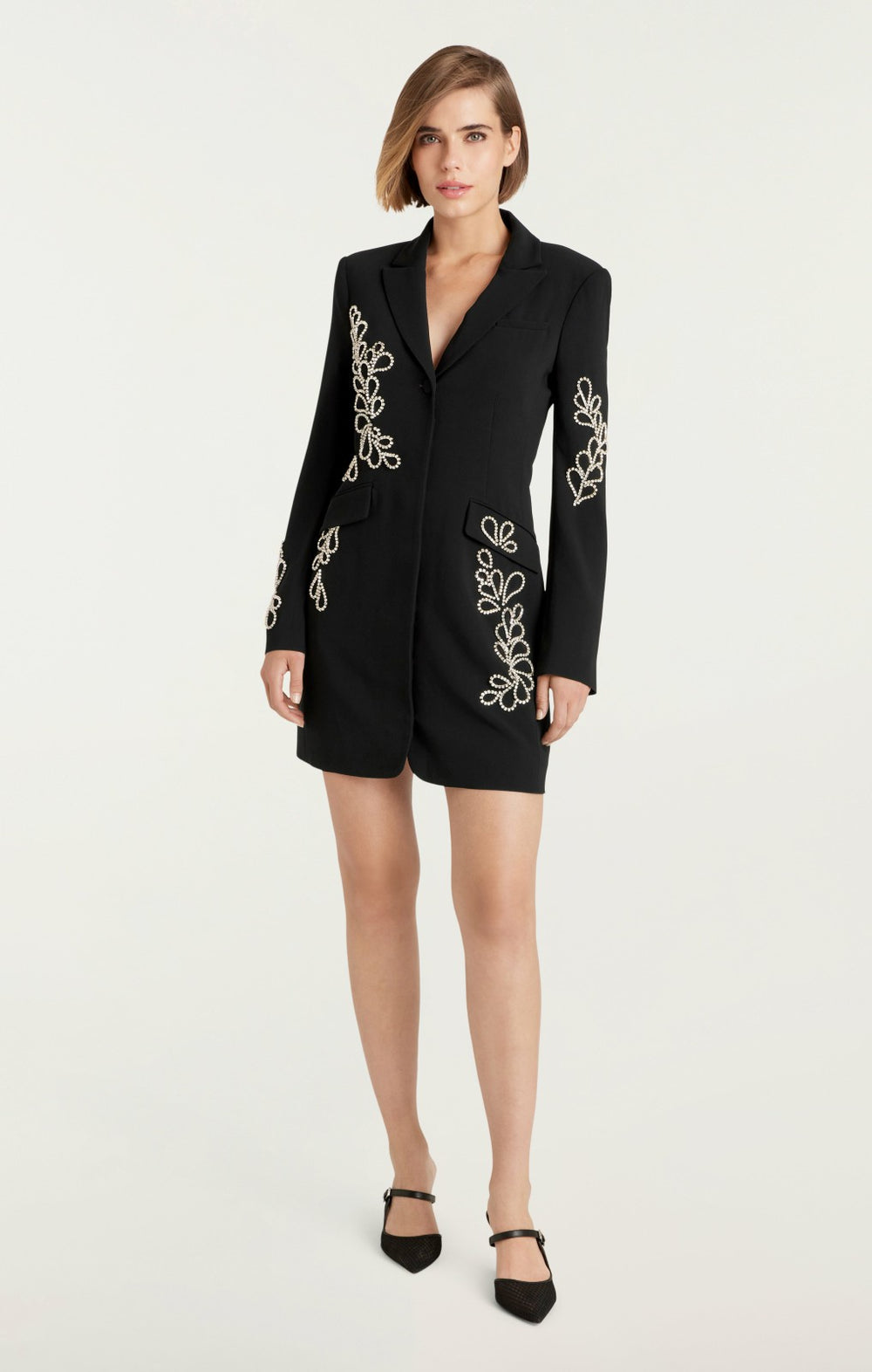 Women Rhinestone Paisley Long Sleeve Joel Dress Black