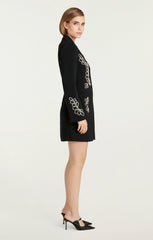 Women Rhinestone Paisley Long Sleeve Joel Dress Black