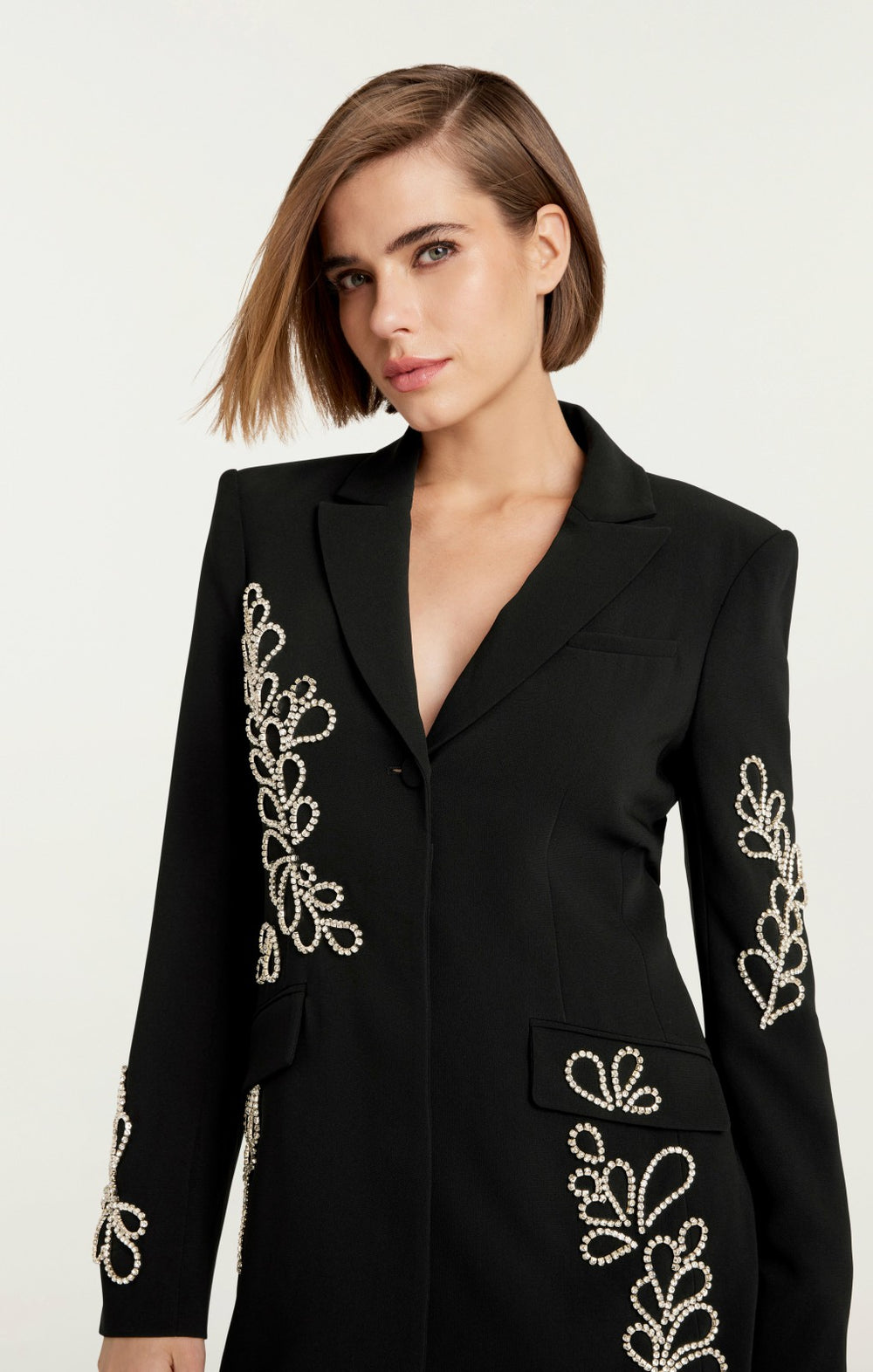 Women Rhinestone Paisley Long Sleeve Joel Dress Black