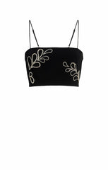 Women Rhinestone Paisley Nikki Top Black