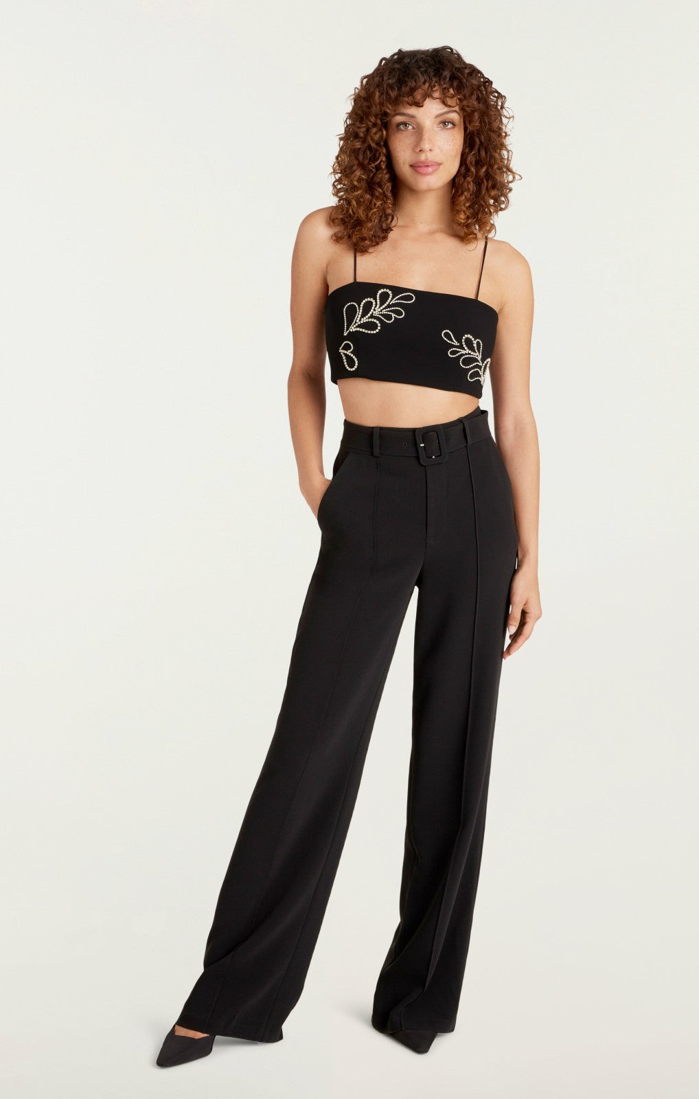 Women Rhinestone Paisley Nikki Top Black