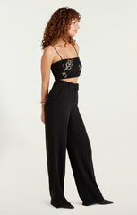 Women Rhinestone Paisley Nikki Top Black
