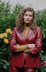 Women Vegan Leather Kylie Blazer Rhubarb